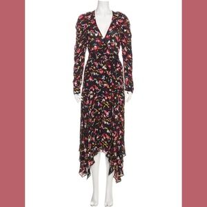 $695 A.L.C. Wrap Tianna Dress Silk Size 4 Asymmetrical Midi Celebrity Favorite 4